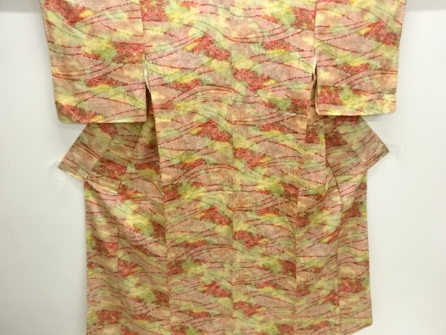 鹿の子に草花模様小紋着物